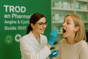 pharmacien réalisant un TROD en pharmacie 2025